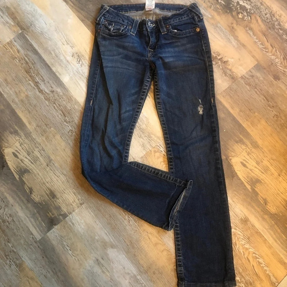 True Religion Women's Distressed Straight Leg Stretch Jeans Size 28 - Picture 1 of 7